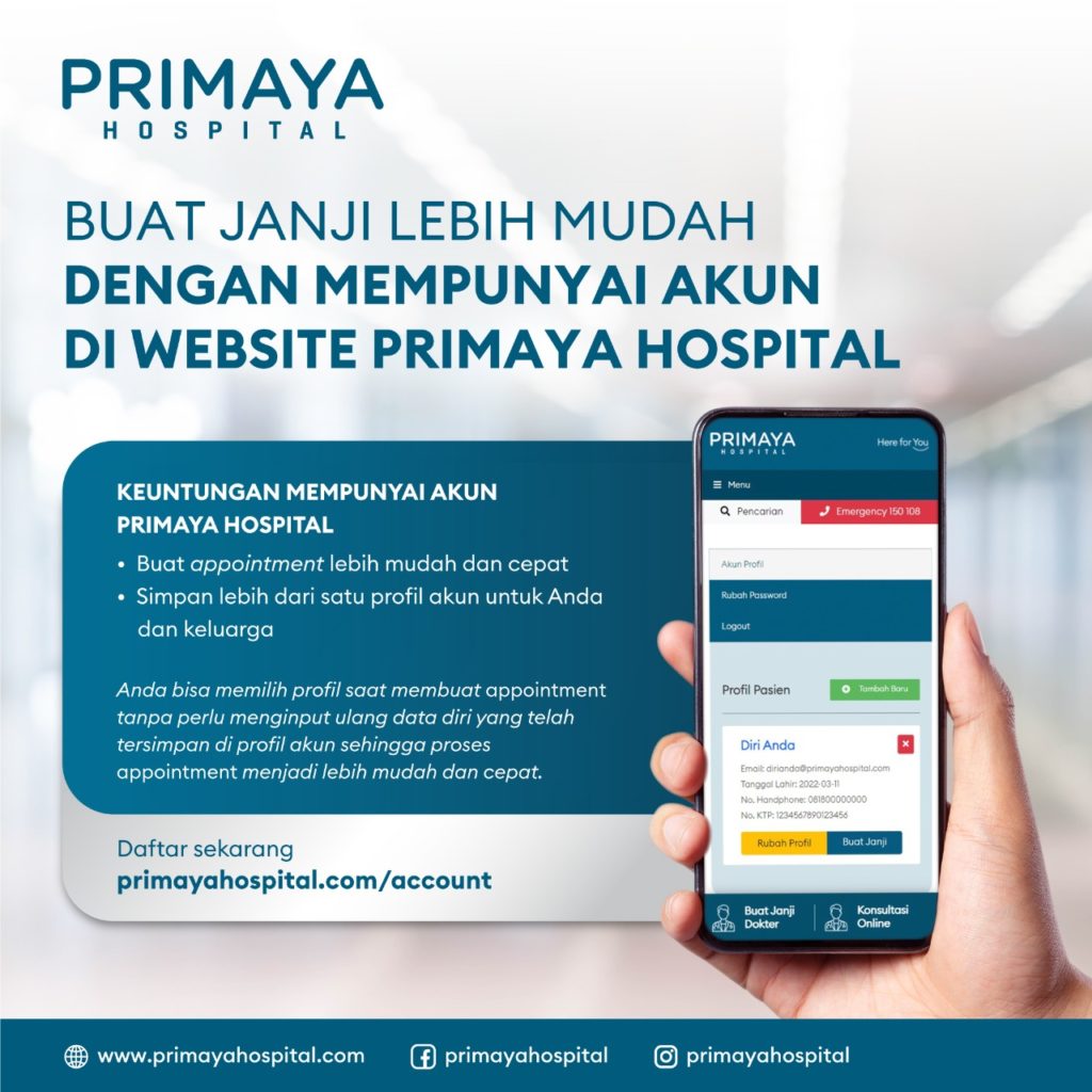 Fitur Akun Primaya Hopsital Daftar Berobat Dokter Online